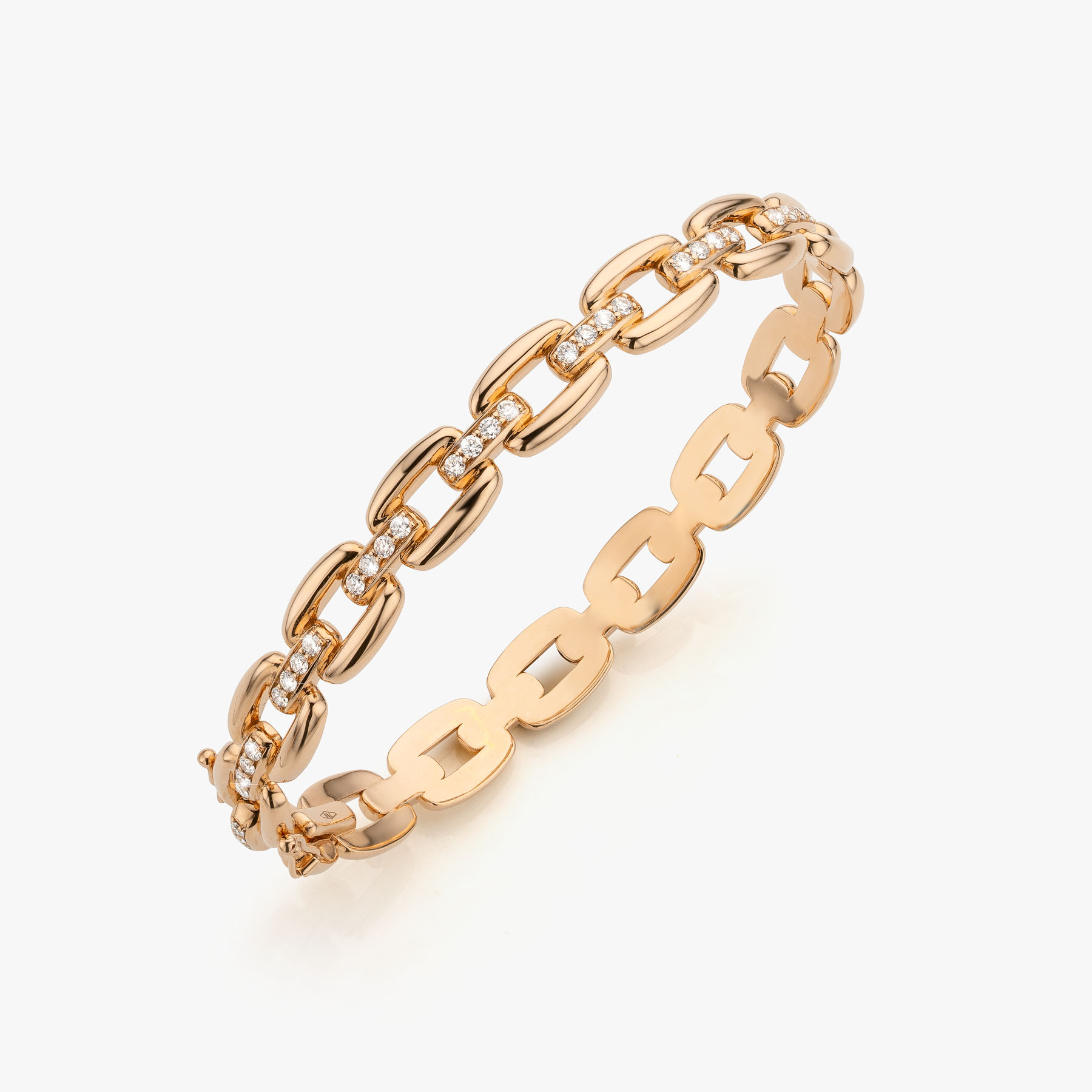 Pink gold and diamonds Link Bracelet made by Atelier Wittmann