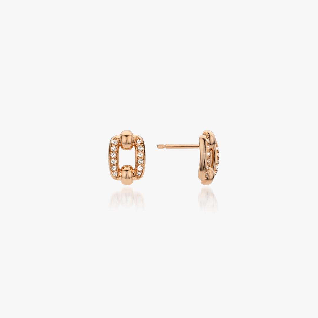 Mini Link rose gold earrings with diamonds. made by Atelier Wittmann
