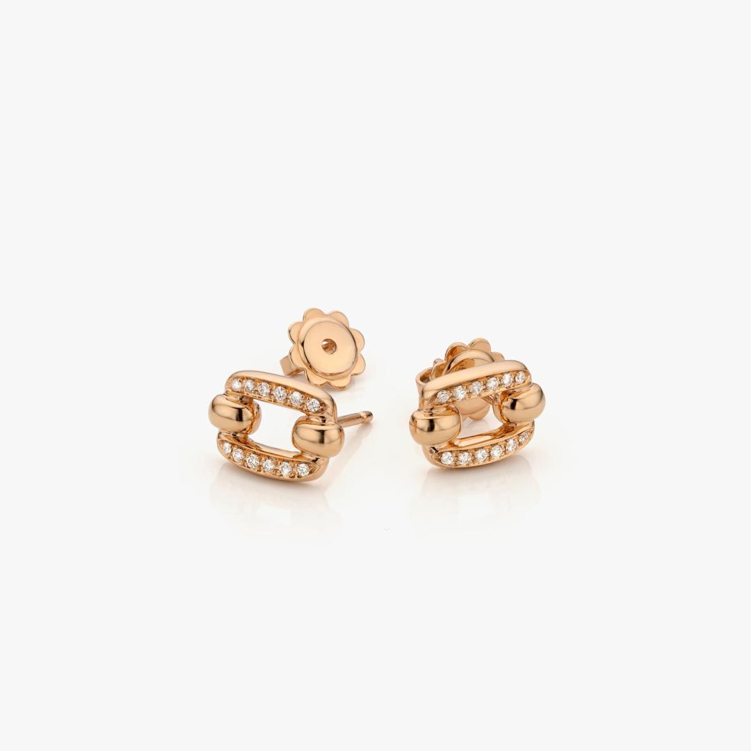 Mini Link rose gold earrings with diamonds. made by Atelier Wittmann