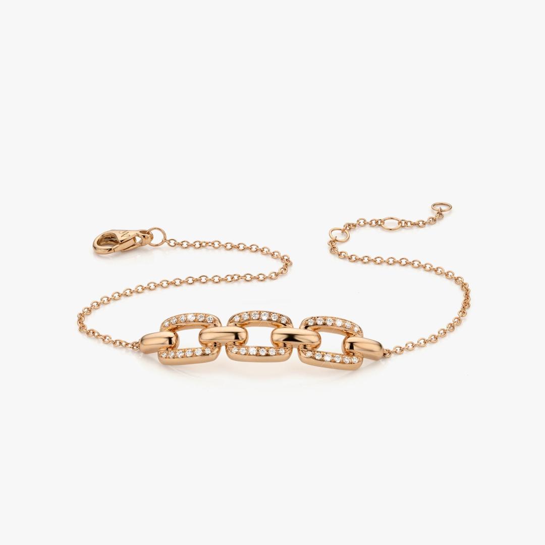 Braclet Mini Link en or rose et 3 motifs en diamants made by Atelier Wittmann