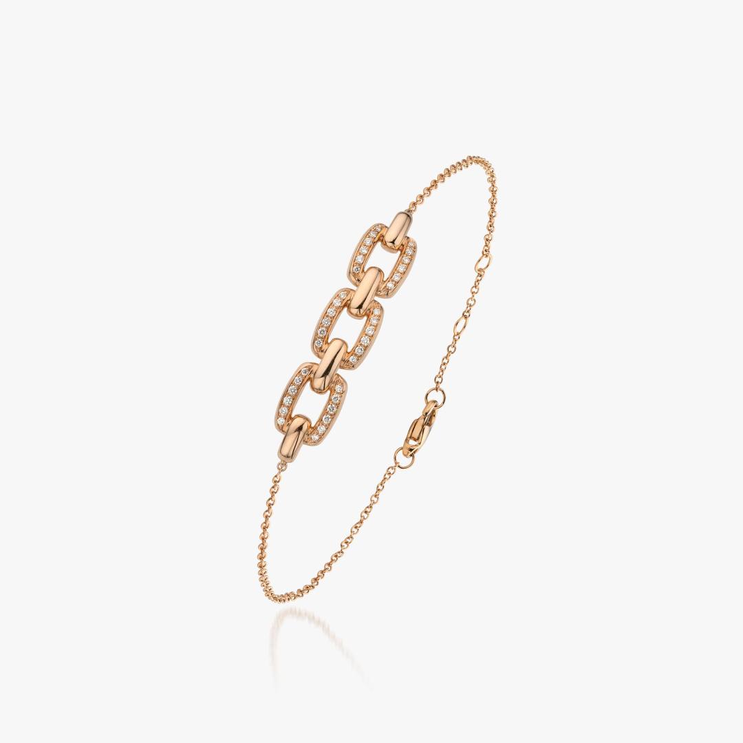 Braclet Mini Link en or rose et 3 motifs en diamants made by Atelier Wittmann
