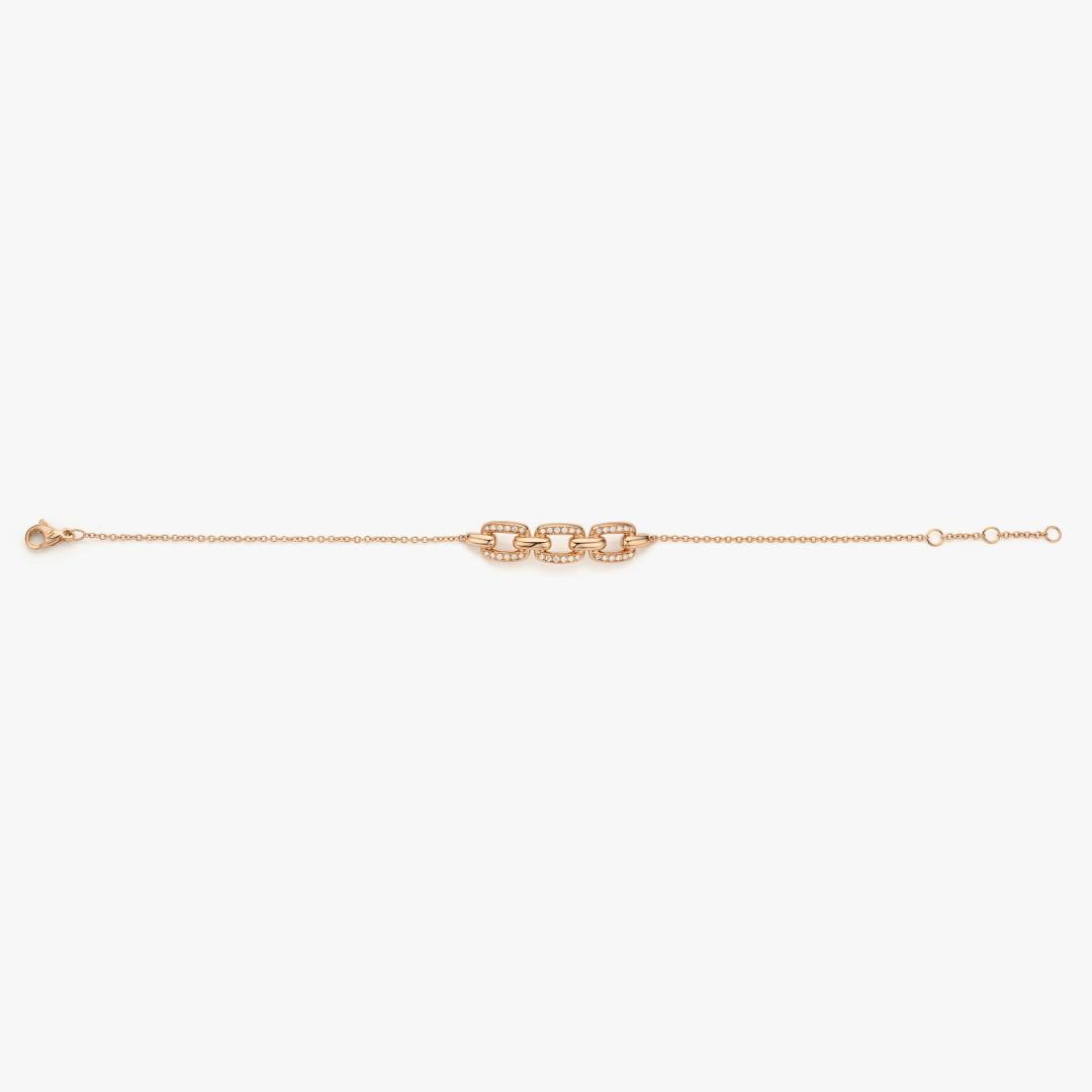 Braclet Mini Link en or rose et 3 motifs en diamants made by Atelier Wittmann