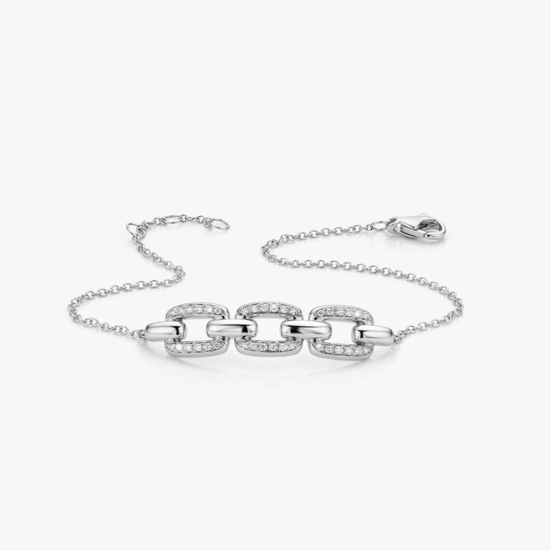 Braclet Mini Link en or blanc et 3 motifs en diamants made by Atelier Wittmann