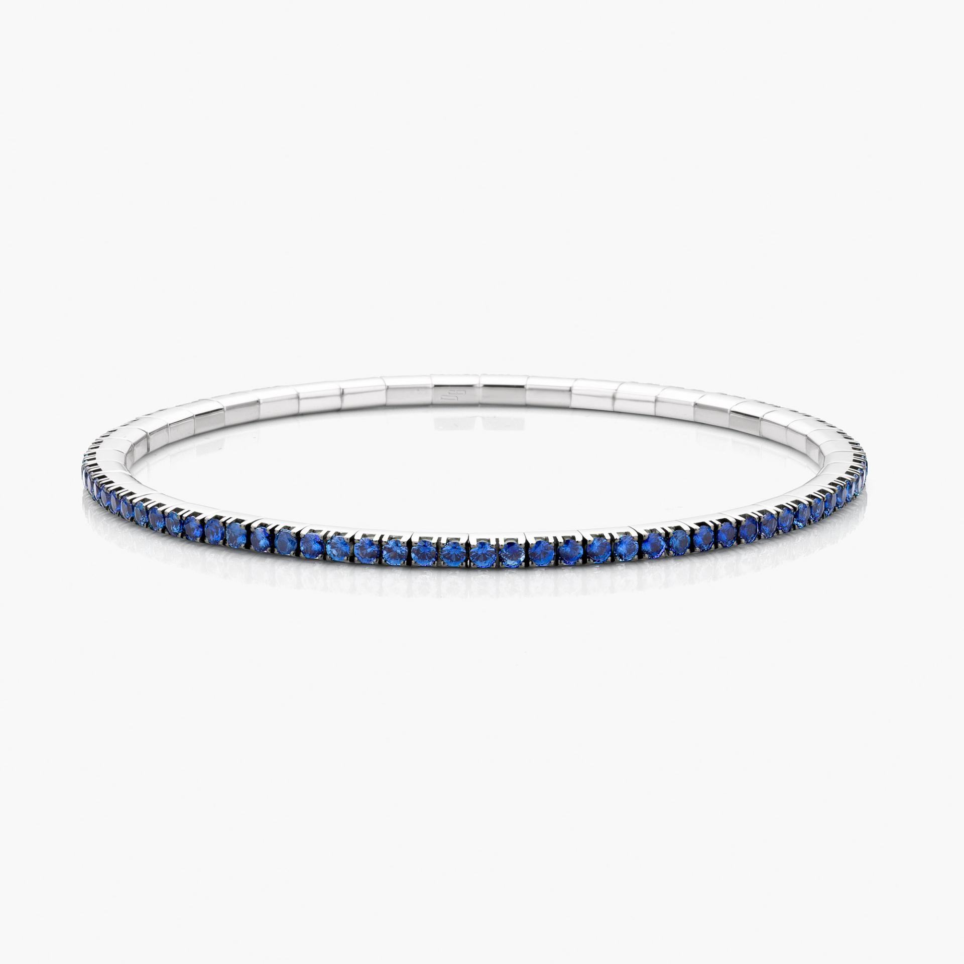 White gold bracelet Extensible set with blue sapphires made by Roberto Demeglio